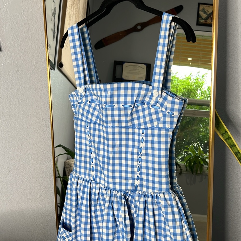 HOUSE OF CB 'Vivien' Regatta Blue Gingham Midi Sundress NWOT - Picture 8 of 10